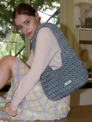 Wool 100% Handmade Crochet Shoulder Bag _ Gray