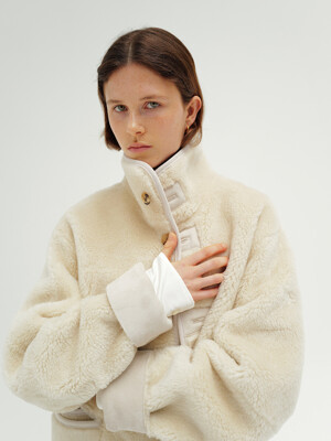 Reversible shearling coat (ivory / brown / black)