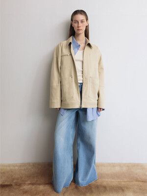 BEAU CORDUROY COLLAR CANVAS JACKET (BEIGE)