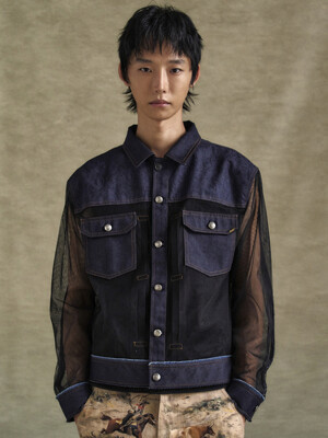 TONNY DENIM SHEER JACKET awa695m(BLUE)