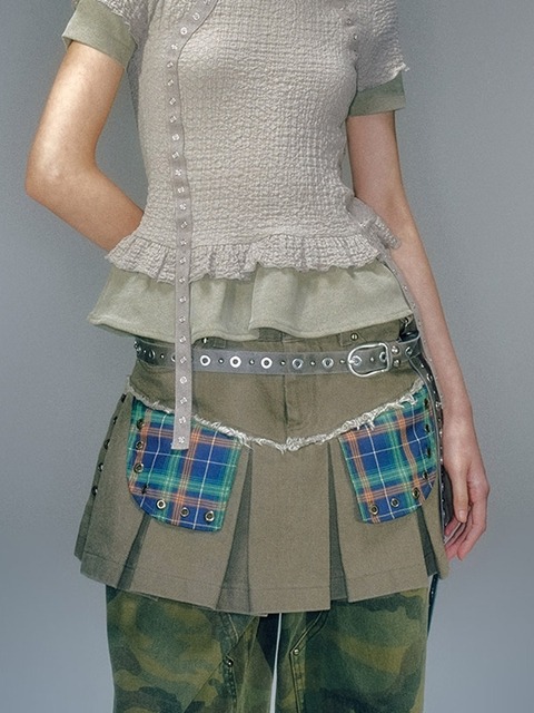 【VACANT Archive】関税/送料込み CAESARS BUCKLE LAP SKIRT RESTOCK) CAESARS BUCKLE LAP SKIRT BROWN - vacantarchive