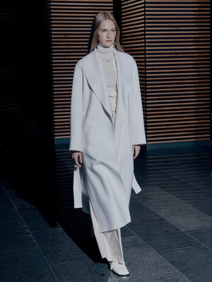 [리퍼브][ANGORA 20%] ANNA Angora Shawl Collar Handmade Coat_Ecru Ivory