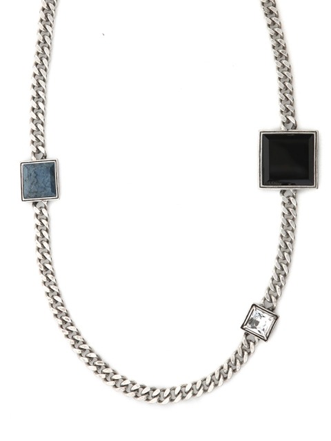 MIXED GEMSTONES LONG SQUARED NECKLACE