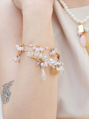 pink charm crystal bracelet -crystal