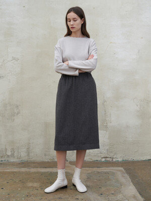 wool basic skirt-herringbone