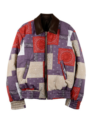 [UNISEX]CUL Reversible Leather and Paisley Bomber Jacket (Red)