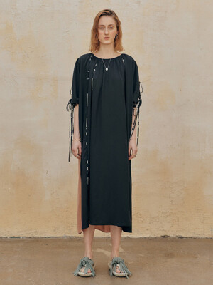 Kiara Shirring Dress_Black