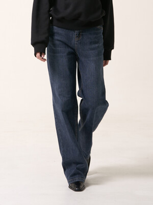 Wide leg washed denim jeans - Dark blue