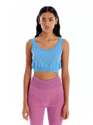 URA Sleeveless Knit Top - Light Blue