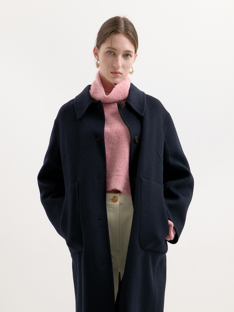 아우터 - 스튜디오 다리 (STUDIO DAARI) - SHEARING COLLAR HANDMADE COAT-NAVY