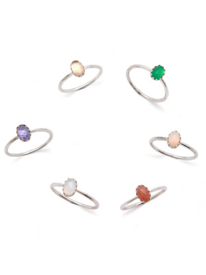 Gemstone xpier ring[6color]