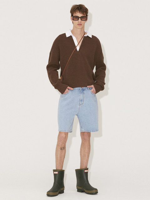 - 노앙 (NOHANT) - COLLAR COTTON KNIT BROWN
