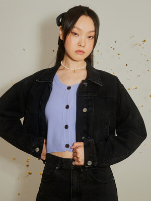 Crop Denim Jacket  Black (KE3811M515)