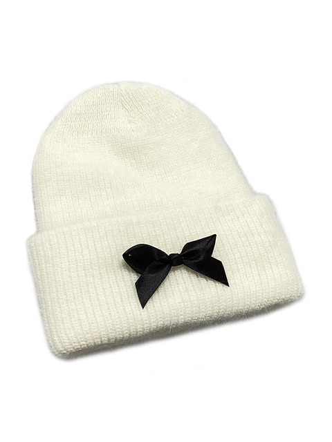모자 - 아더월들리 (OTHER-worldly) - Big Ribbon Angora Beanie [Ivory]