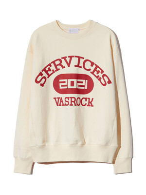 23FW Cotton VASROCK Service Arch Logo Sweatshirt Cream_TMT01IV