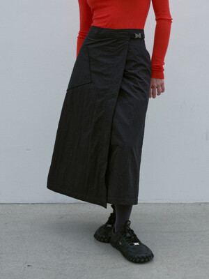Padded Wrap Skirt_Black