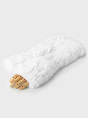 Rabbit hair Fur Finger Less Gloves MFFG002WH