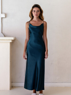 Kristen Green Satin Slip Dress