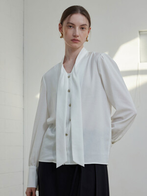BOW TIE BLOUSE_IVORY