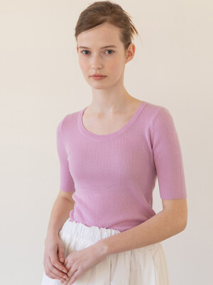 Round slim knit_Lavender