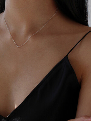 [White gold] Basic Cubic Necklace (S)