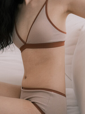 Triangle ribbed modal bra in red bean (삼각 리브드 모달 브라렛 레드빈)