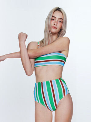 Sunburst Stripe BIKINI Bottom - Clover Green