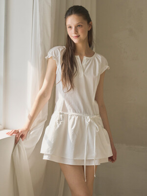 Charlotte Shirring Dress (White)