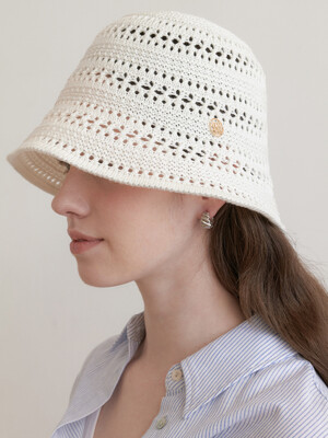 short visor ribbon cloche hat (C050_white)