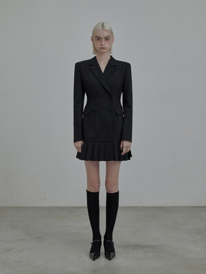 Jenn Pleated suit jacket dress - Black