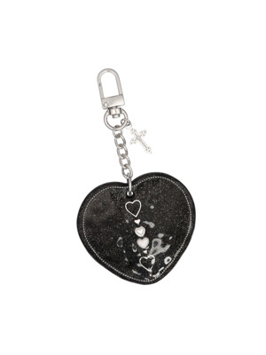 heart row mirror keyring-black