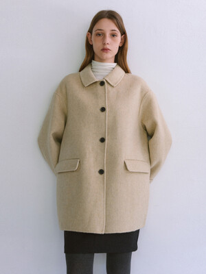 Wool Handmade Half Coat - Beige