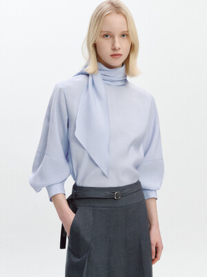 Volume-sleeve Tie Strap Blouse