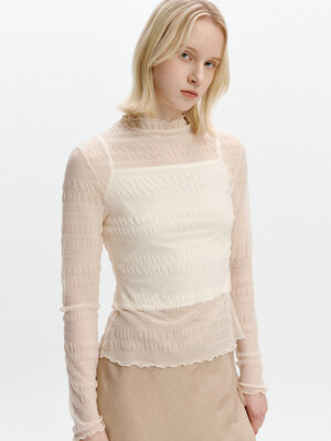 See-through T-blouse (Top set) CREAM