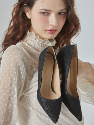 Briana Classic Stiletto_Black Glitter Mesh