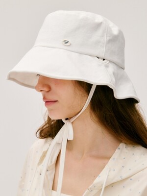 cotton ribbon bucket hat - white