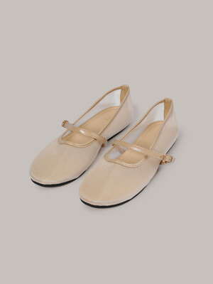 Round Mesh Meryjane - Beige