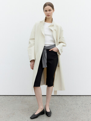 High-Neck Round Trench Coat Cream
