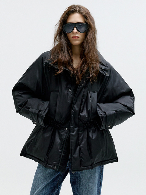 르하스 HIGH NECK STRING GOOSE DOWN JACKET2_BLACK