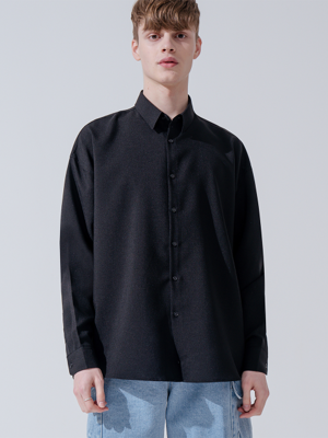 Overfit soft texture shirt_black