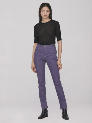 Alexa Slit Straight Pants_Purple