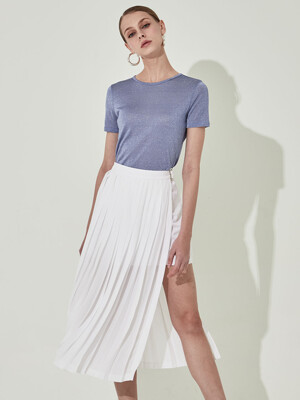 Unbalanced Chic Pleats Skirt [White]