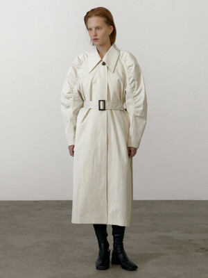 Puff Sleeve Trench Coat / Cream