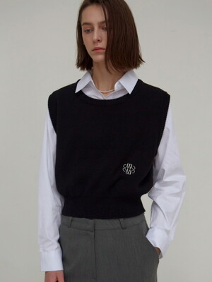 CREW NECK VEST_BLACK