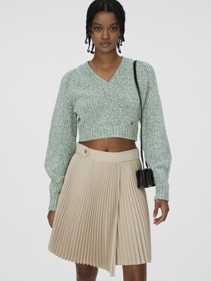 DEEP V-NECK CROP KNIT (MINT GREEN)