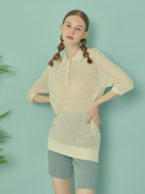 [reorder] COTTON PUNCHING KNIT SHORT SLEEVE_Ivory