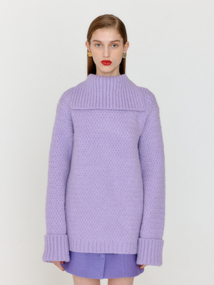 VERIEN Oversized Knit Turtleneck - Lavender