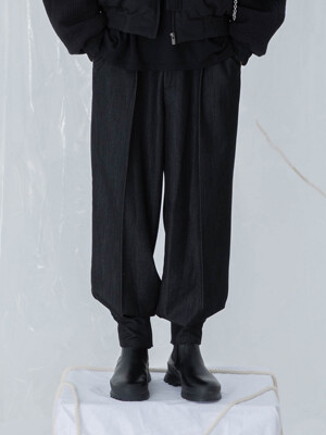 Folded bottom pants Black