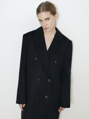 Cashmere 2-Way Double Breasted Coat_Black