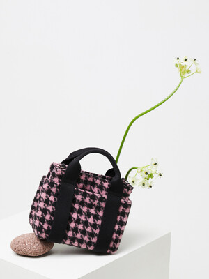 Stacey Daytrip Houndstooth Tote Mini Pink